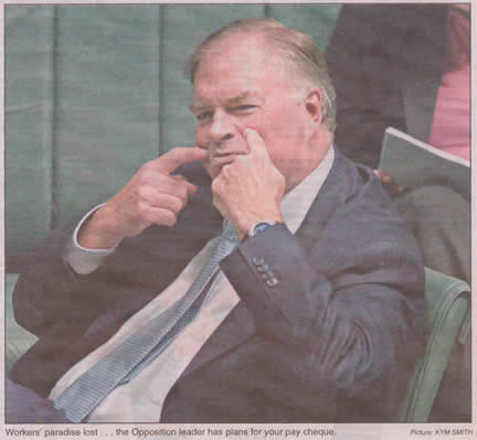 Kim Beazley points out his head